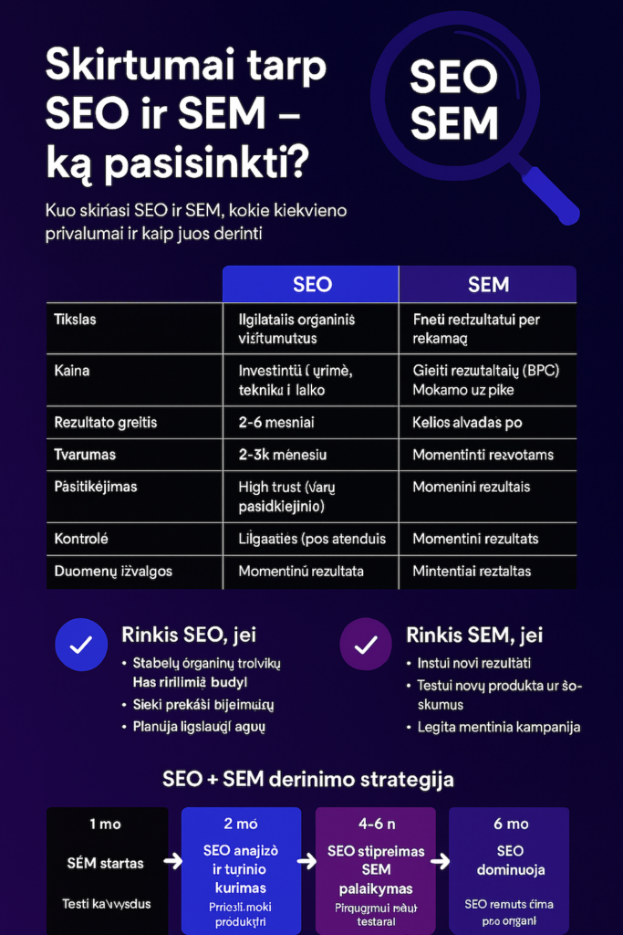 kuom skiriasi seo ir sem